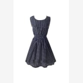 Clothingloves A Line Above Knee Womens Chiffon Polka Dot Dresses NavyBlue