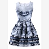 Clothingloves Cotton Print Vintage Dresses Gray