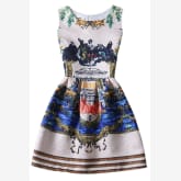 Clothingloves Sleeveless Tunic Cotton Print Dresses Apricot