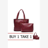 Jewelmine Hathaway Tote with Sling Bag and Wristlet (Red) Buy 1 Take 1