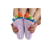 Oem OEM Womens 5-Toe Colorful Yoga Gym Non Slip Massage Toe Socks Full Grip Purple