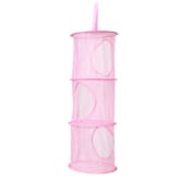 3 Shelf Hanging Storage Net Kids Toy Organizer Bag Bedroom Wall Pink