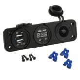 Oem Fang Fang USB Adapter Charger + 12V Cigarette Lighter Socket + Digital Voltmeter (Black) (Intl)