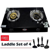 Ako wawawei L-S3 Gas Stove Double glass (Black) with Free Laddle set of 4