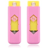 Unbranded USB Electronic Rechargeable Battery Flameless Cigar Cigarette Lighter Set of 2 (Pink) with free Ninja Wallet