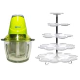 Unbranded Multi-Function Mixer Machine 1.5L (Green) with 5 Layer Chrome Plated Cupcake Stand (White) Bundle