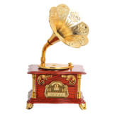 Wooden Gramophone Music Box Music Box Retro Nostalgia Crafts (Brown)