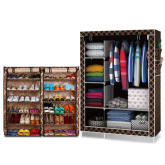 D&d D&D 1312 Fashion Classic Cloth Wardrobe(Chocolate) With 1212 Shoe Storage Cabinet(Brown Stripe)
