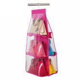 Hequ 6 Layer Creative Bag wardrobe Hanger Pouch Pocket (Rose Red)