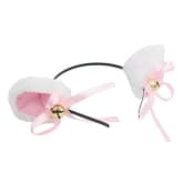 Jiangyuyan JIANGYUYAN Animal Cosplay Cat Ear Headband with Bell Set of 2 (White/Pink)