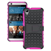 Moonmini For HTC Desire 626 Tire Stripe Hybrid Combo Body Armor High Impact Shockproof Case Cover Defender with Kickstand - Hot Pink