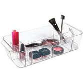 Metrodécor mDesign Cosmetic Organizer Tote for Vanity Cabinet to Hold Makeup, Beauty Products - Extra , Clear